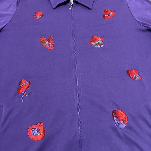 Red Hat Society Full Zip Sweatshirt Cardigan Jacket Purple Embellished - Picture 6 of 13